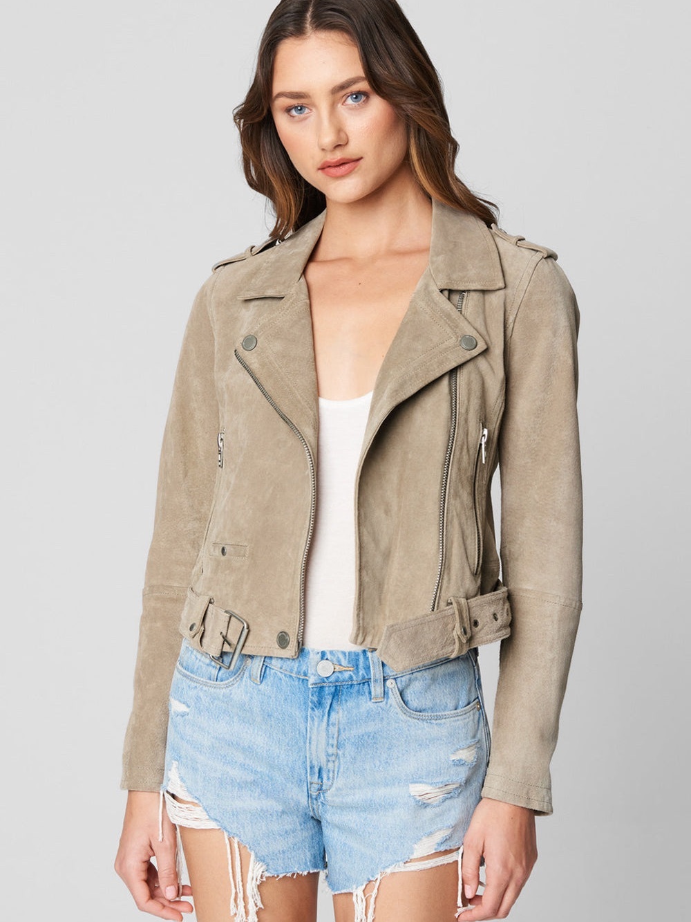 Blank NYC Suede Moto Jacket - Sand Stoner